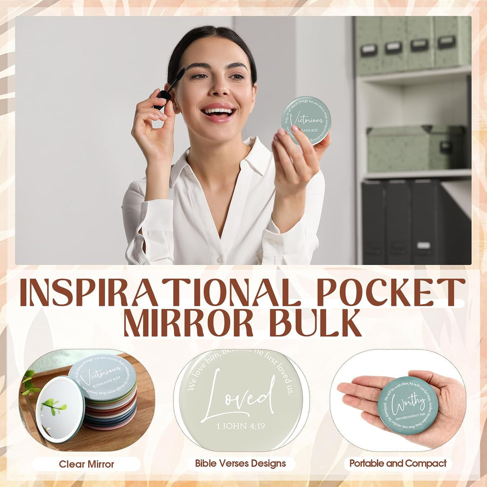 72 Pcs Mini Compact Mirrors Bulk Small Christian Gifts for Women, Morandi