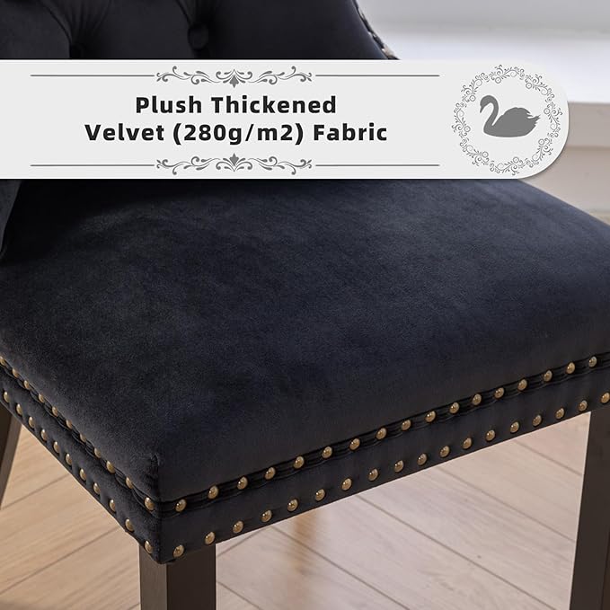 Velvet Upholstered Dining Chairs Set of 8, Modern Style Kitchen Side Chairs w...