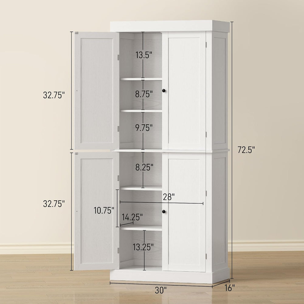 HOMCOM 72.5" Tall Kitchen Pantry Cabinet, Freestanding Modern Farmhouse ...