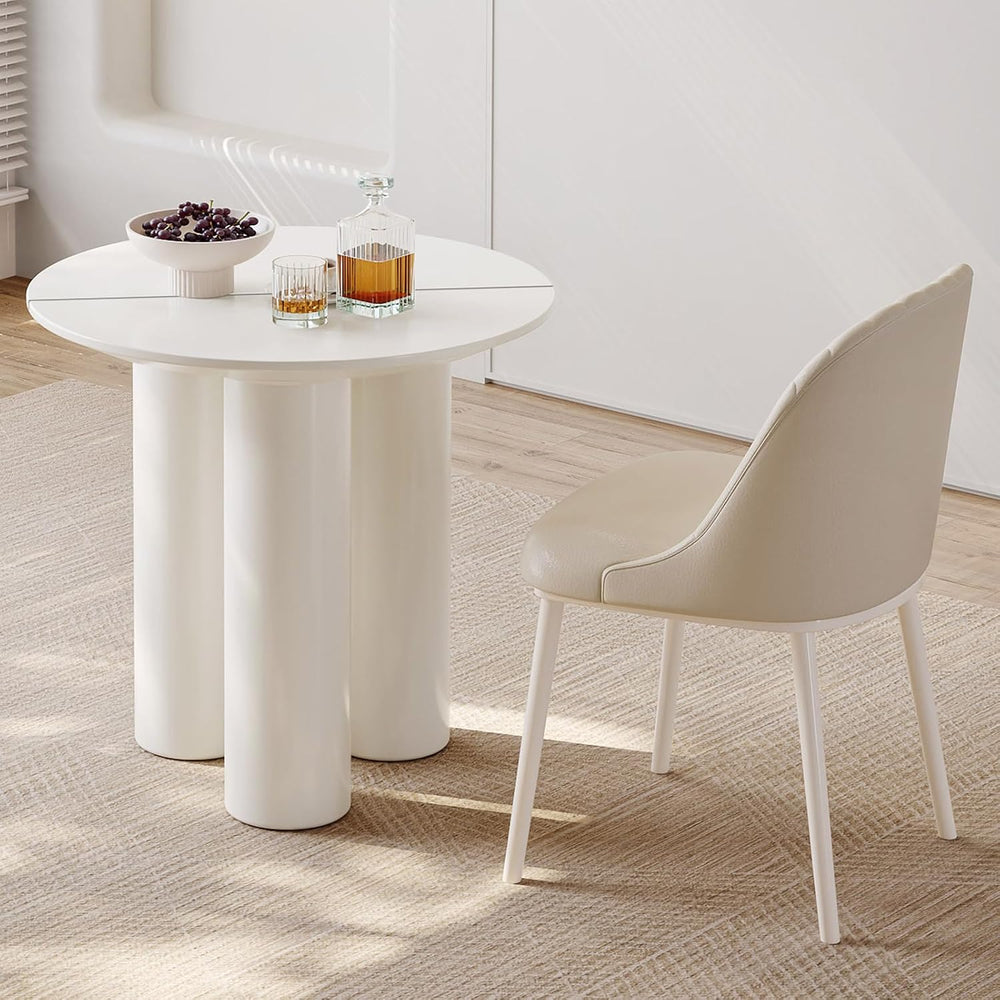 Small Round Dining Table, 30" Circle Kitchen Table with 3 Legs, Modern W...