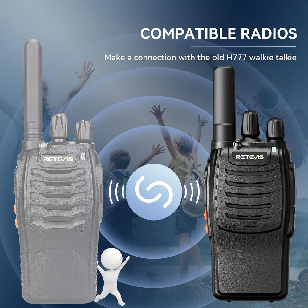 Retevis H-777 Rechargeable Walkie Talkies, Compact 2 Way Radio Flashlight