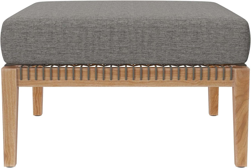 Modway Clearwater Outdoor Patio Teak Wood Ottoman in Gray Graphite
