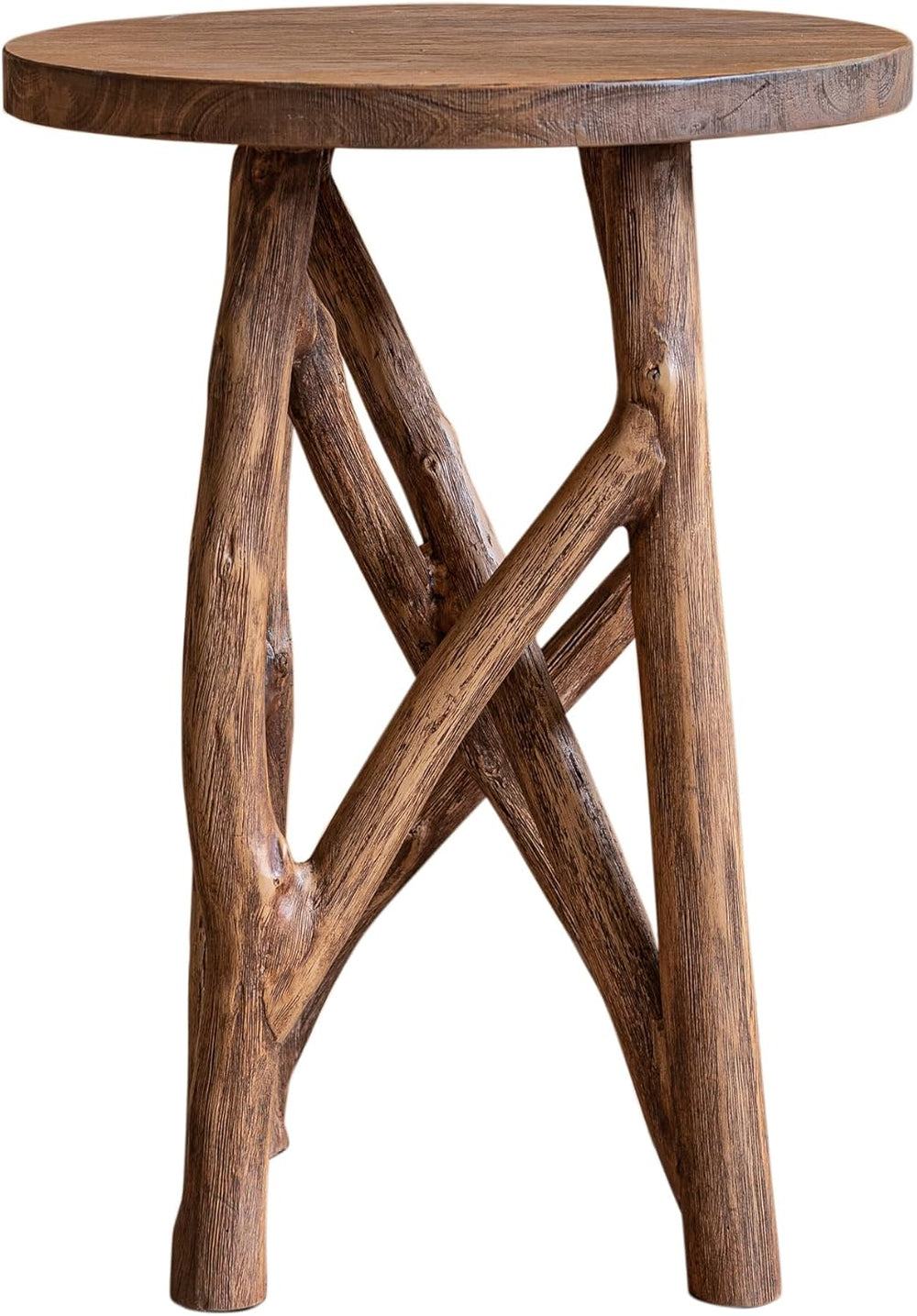 East at Main Solid Wood Round Side Table, End Table & Plant Stand – Rusti...