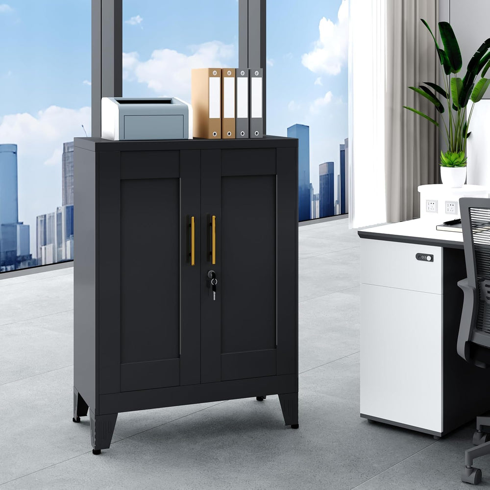GAIOUS 36" Metal Office File Cabinet, Black Locked Garage Storage Cabinets