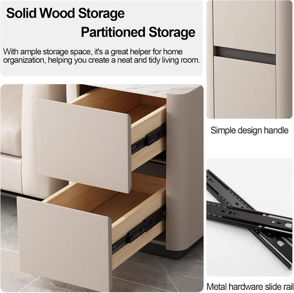 31.5" Leather Sofa Side Table with Storage, Waterproof Narrow end Table ...