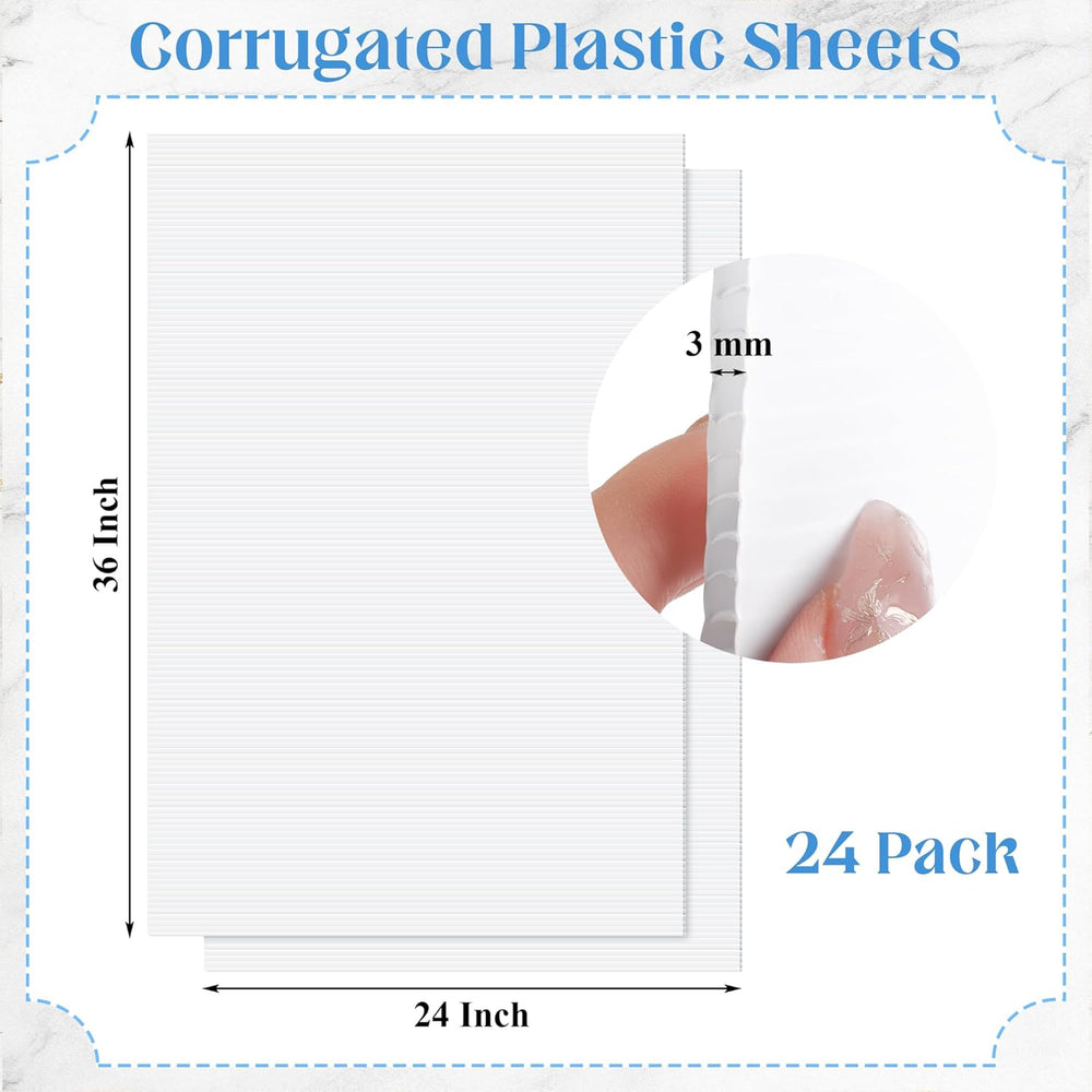 Aneco 12 Pack Corrugated Plastic Sheets 24 x 36 Inch Waterproof Blank Yard Si...