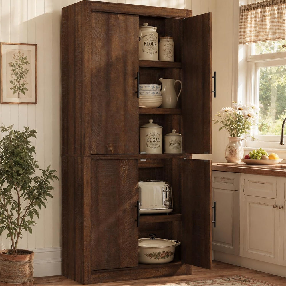 Garvee Tall Farmhouse Pantry Cabinet with Adjustable Shelves, 70.4" Kitc...