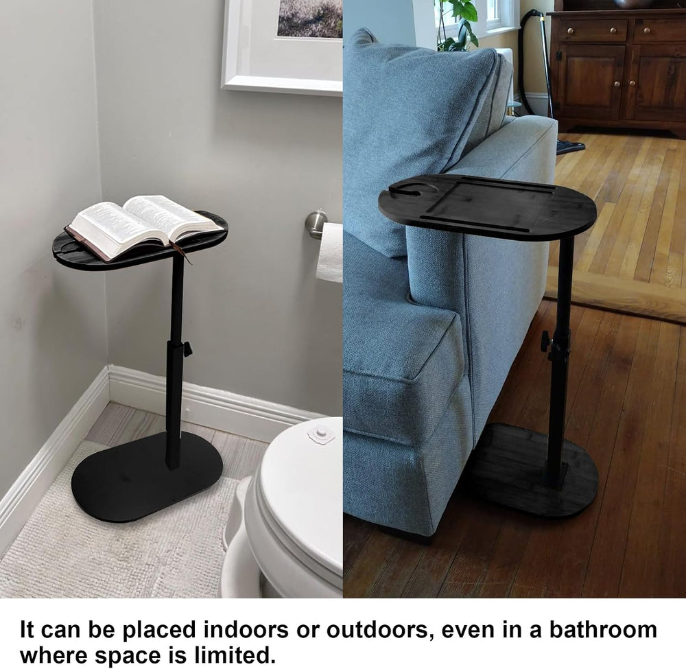 Adjustable TV Tray Table Side Table Tray for Small Spaces, Sofa Arms Bamboo H...