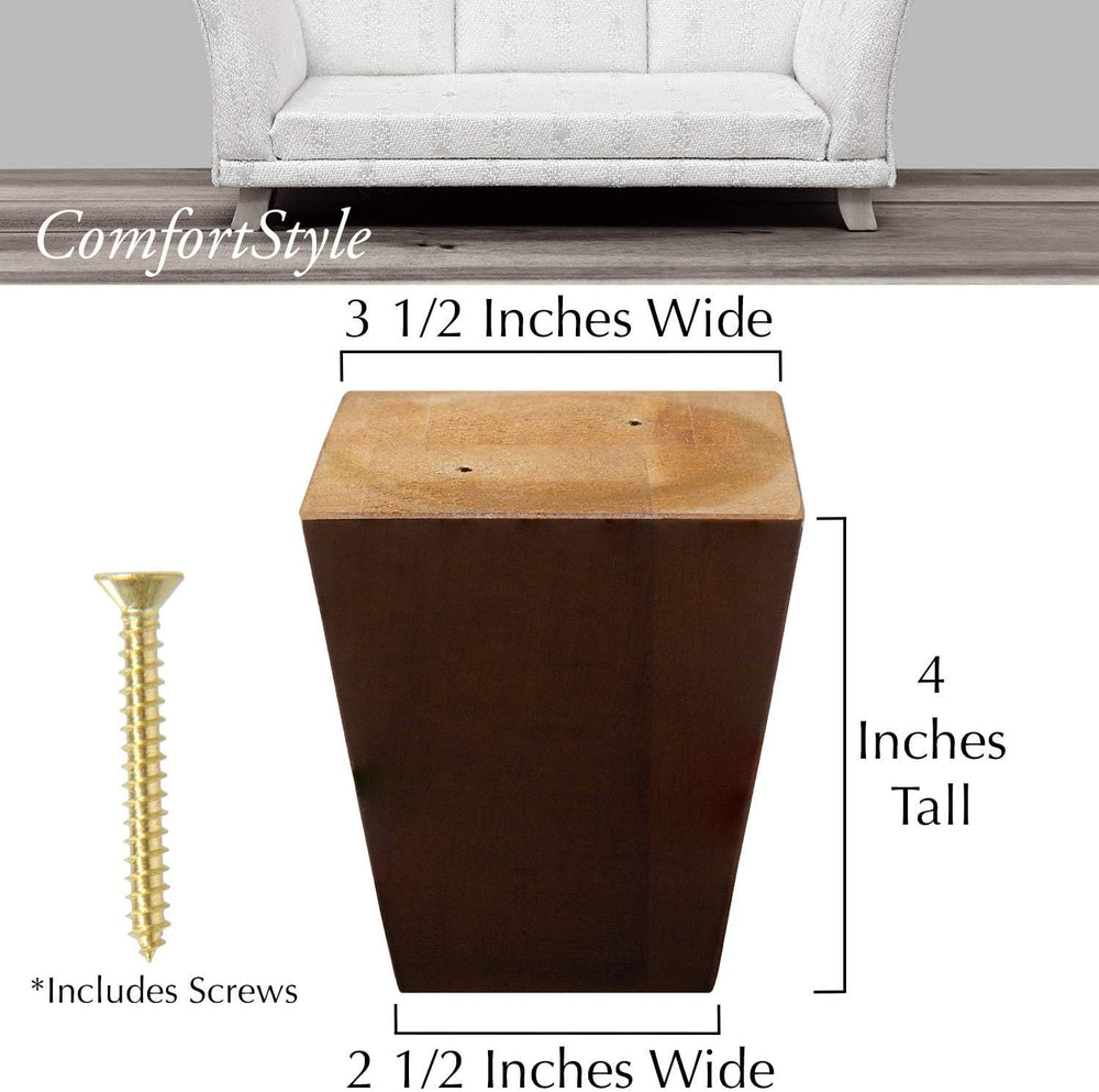 Legs for Furniture, Sofa Ottoman and Chair 4" Wood Feet Replacement, Set...