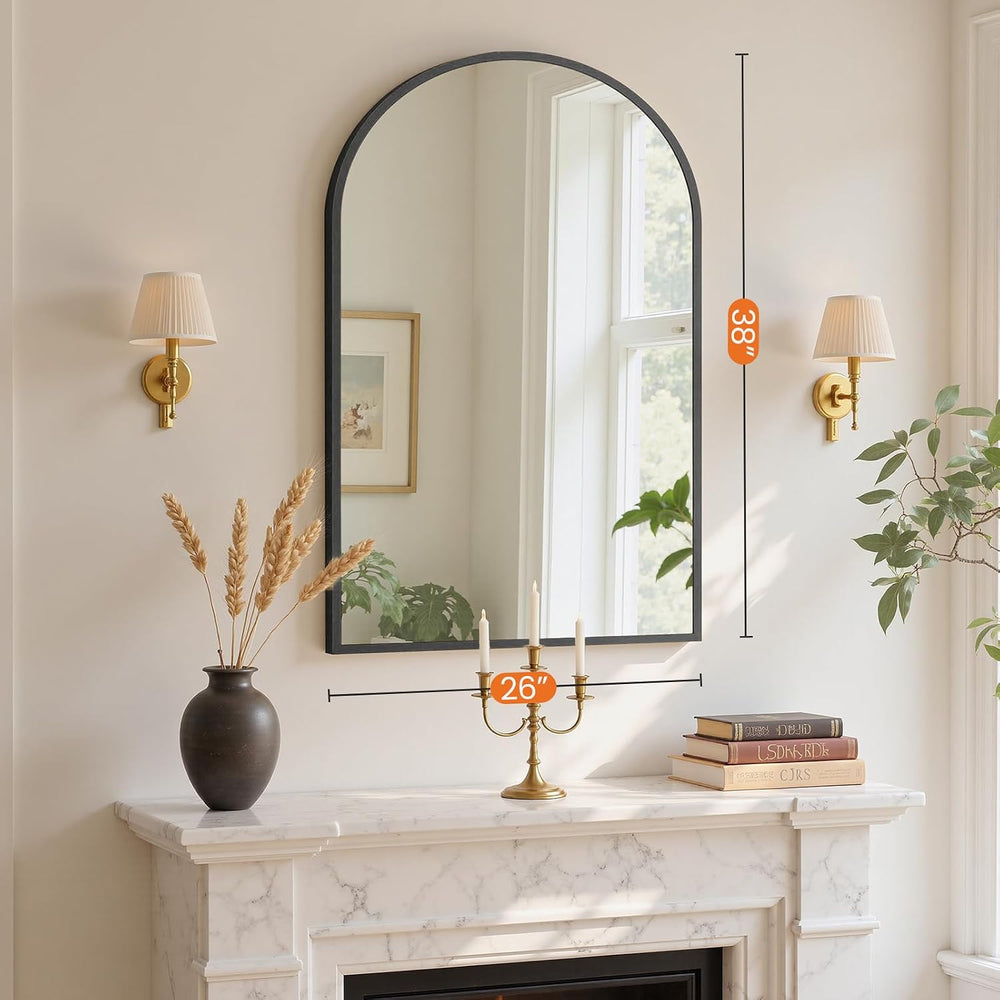 Sweetcrispy 26"x38" Arched Bathroom Mirror, Bathroom Mirrors for Ov...