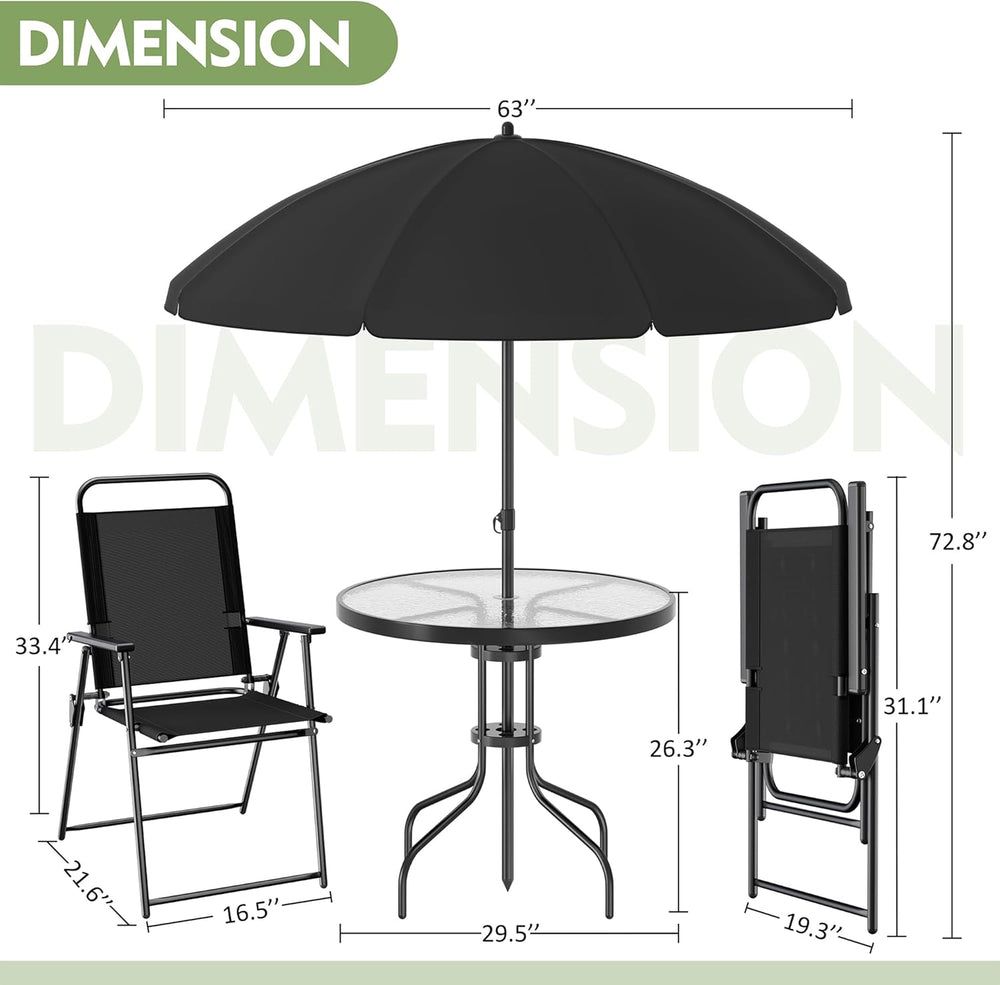Shintenchi 6 Piece Outdoor Patio Furniture Set, Small Outdoor Patio Dining Ta...