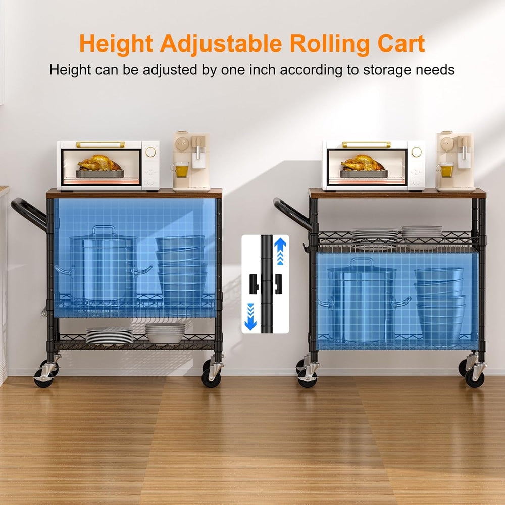 NTE Rolling Kitchen Carts on Wheels, 650Lbs Capacity 3 Tier Utility Cart with...
