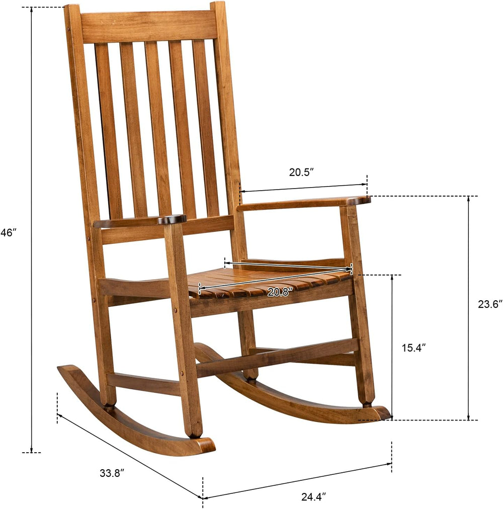 Rocking Chair Wooden Frame Chair Indoor and Outdoor,Outdoor Rocking Chair, Pa...