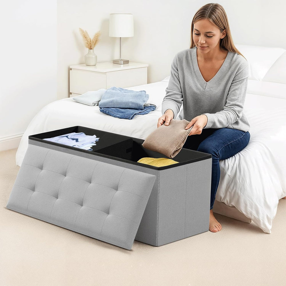 Storage Ottoman Bench, 43 Inch Ottoman Foot Rest, End of Bed Bench, Storage C...
