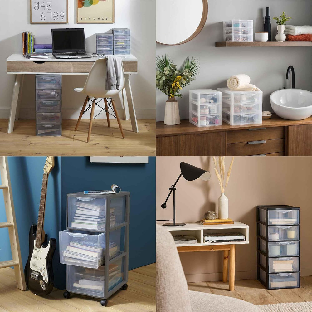 Sundis Storage Tower 3 Drawers with Wheels, Silver