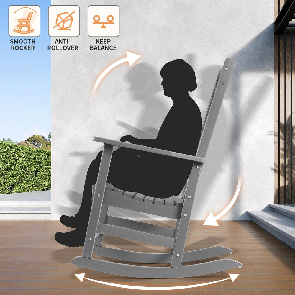 FUNBERRY Oversized Outdoor Rocking Chair, Poly Lumber Rocker, Patio Rockers |...