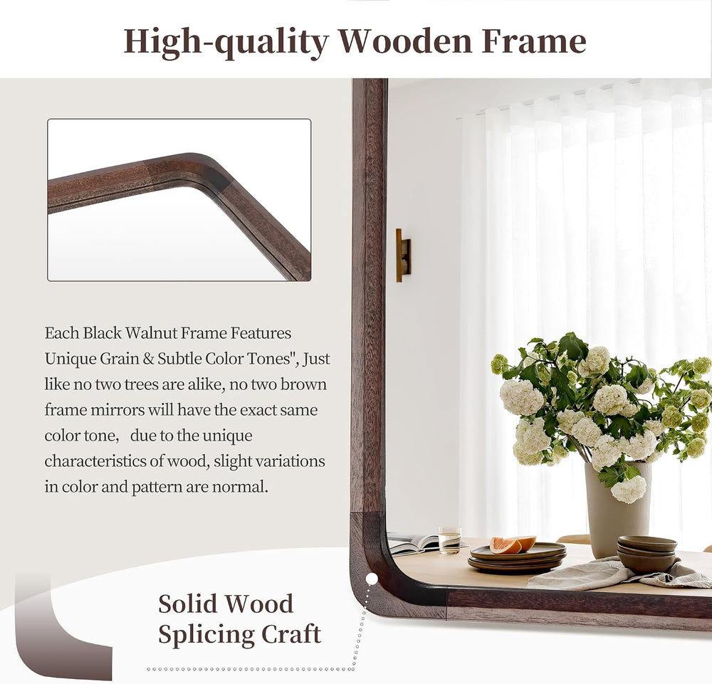 Black Walnut Wood Rustic Bathroom Mirror 26 x 40 Inch for Wall