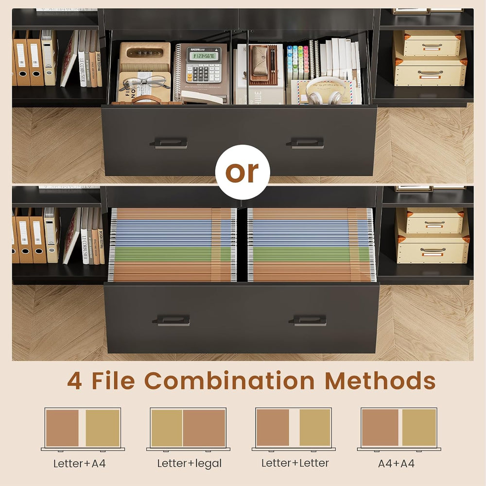 SEDETA 55" File Cabinet with Lock, Large 3 Drawers Filing Cabinets for H...