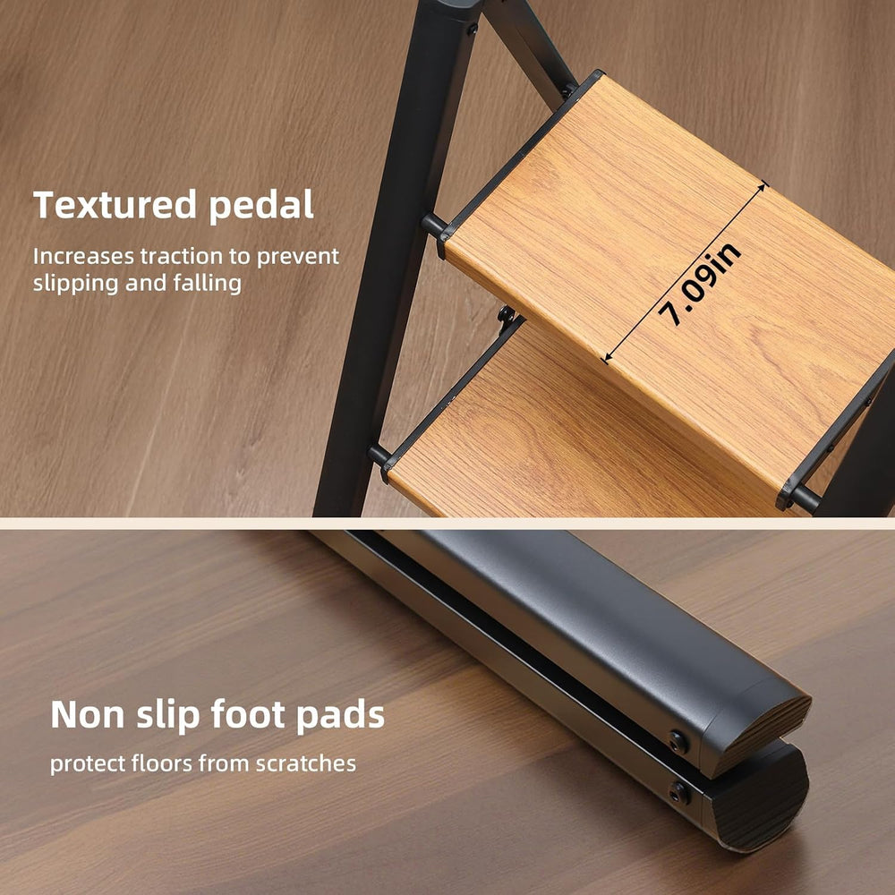 SOLADDER Folding 3 Step Ladder with Handrails,Foldable Step Stool