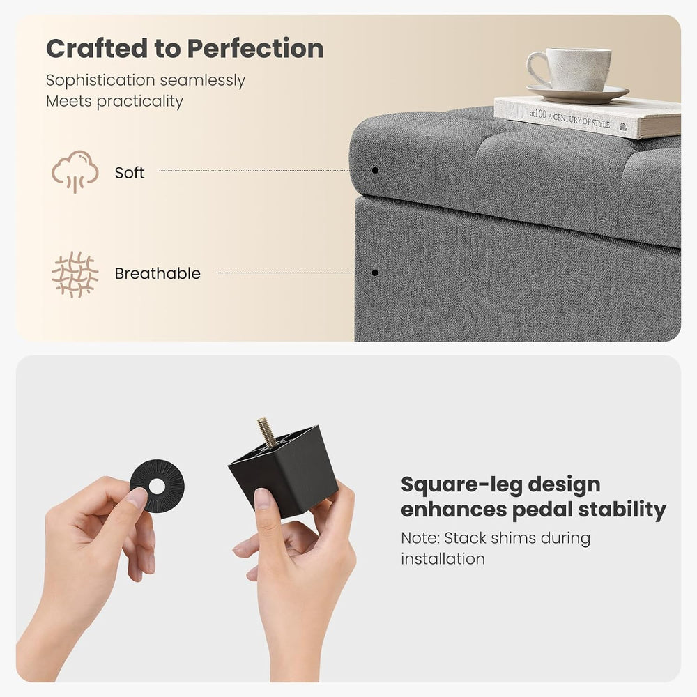 Living&Giving Storage Ottoman Bench for Bedroom, 47.2", Grey | 47.2-...