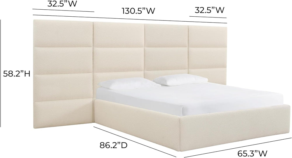 Tov Furniture Eliana Cream Boucle Queen Wings (Set of 2)