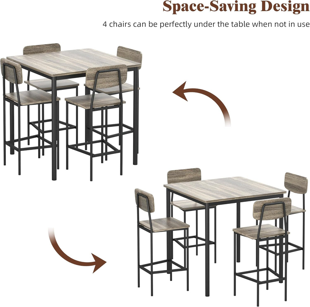 Kitchen Table and Chairs of 4, 5 Piece Dining Table Set | Sturdy Industrial S...