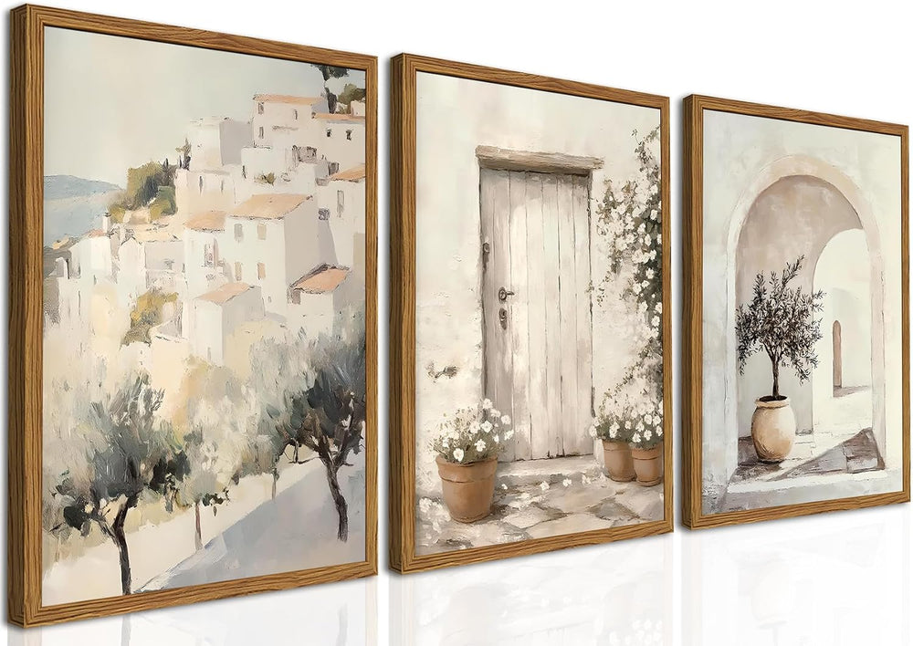 Framed Vintage Italian Wall Art Set of 3, Rustic Neutral Olive Tree Pictures ...