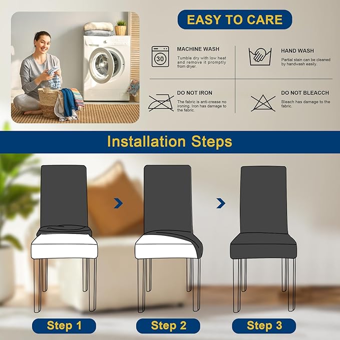 Chair Covers, Stretch Kitchen Chair Covers/Dining Chair Covers for Dining Roo...