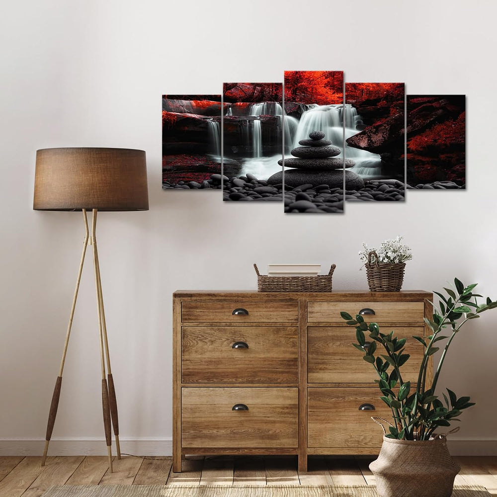 Conipit Black White Red Landscape Print Artwork for Living Room Red Tree Canv...