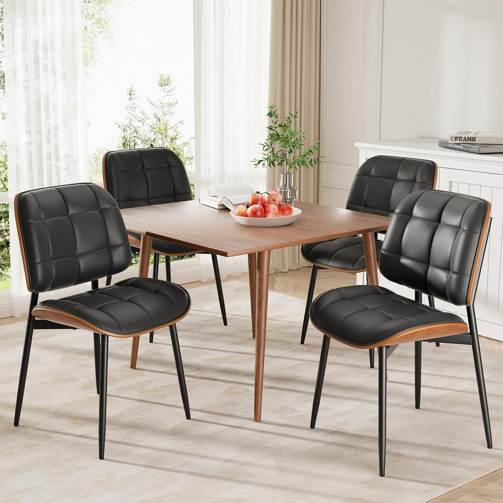 Dining Chairs Set of 4, Black Mid Century Modern Dining Room Chair, Upholster...