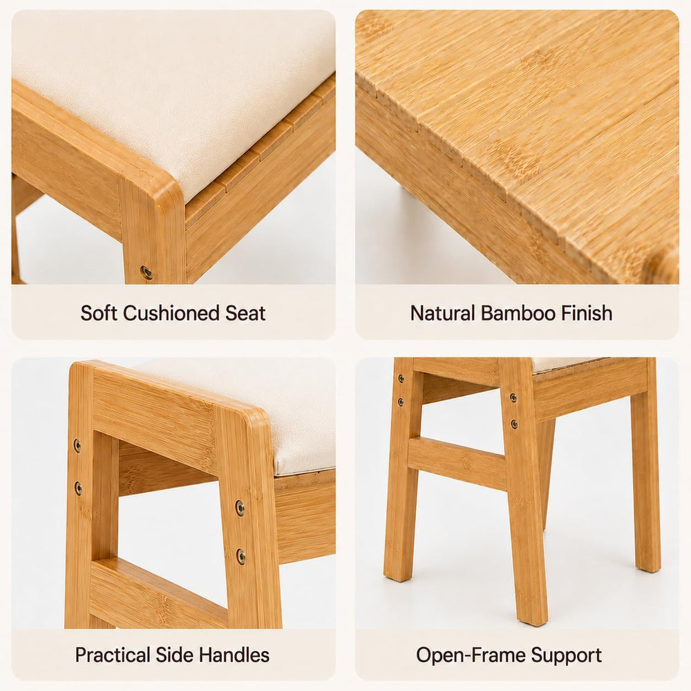 BAMBOOHOMIE Foot Stool Ottoman, Modern Vanity Stool Chair for Makeup with Rem...