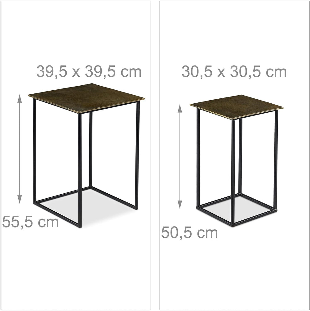 Relaxdays Set of 2 Retro Design Nesting Table, Square, for Living Room, Metal...