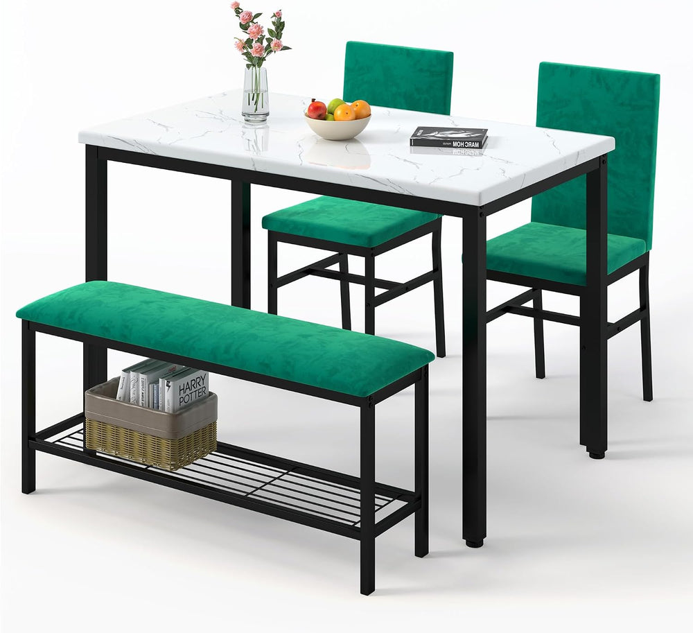 YOFE Dining Table Set for 4,Faux Marble Kitchen Table,Kitchen Table Chairs Se...