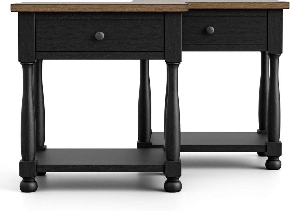 Furniture of America Narella Modern Farmhouse Solid Wood End Tables Set of 2,...