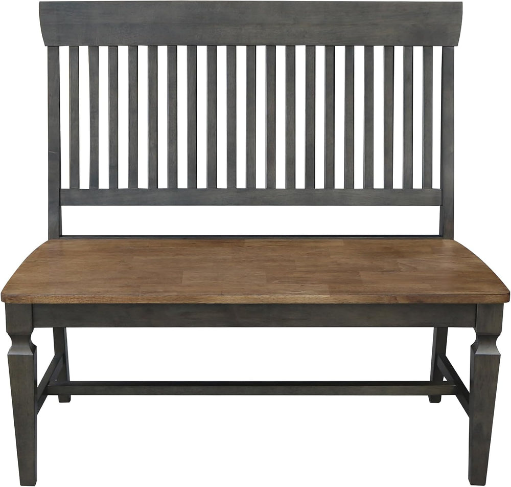 IC INTERNATIONAL CONCEPTS Solid Wood Vista Bench, Hickory/Washed Coal