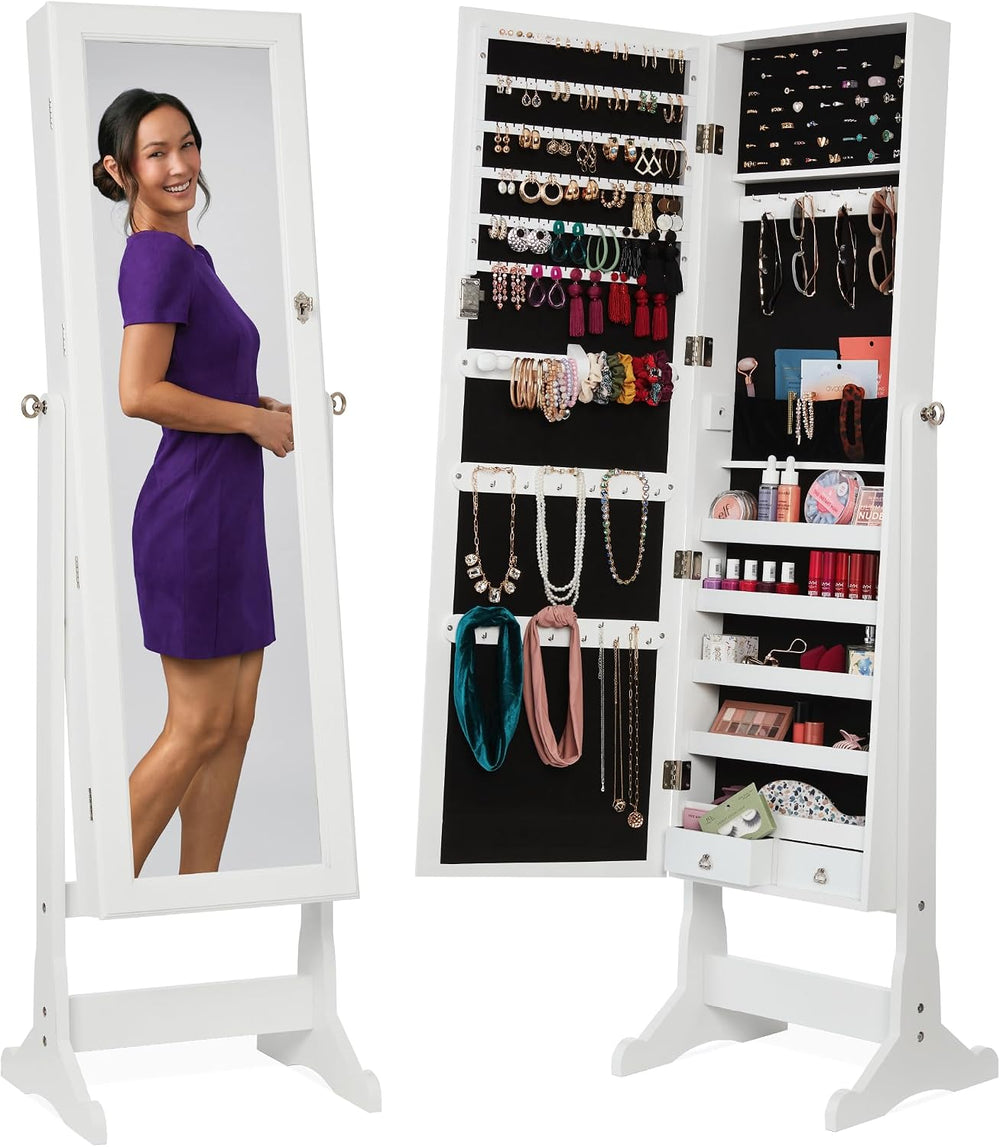 Best Choice Products Freestanding Jewelry Armoire Cabinet, Full Length Standi...