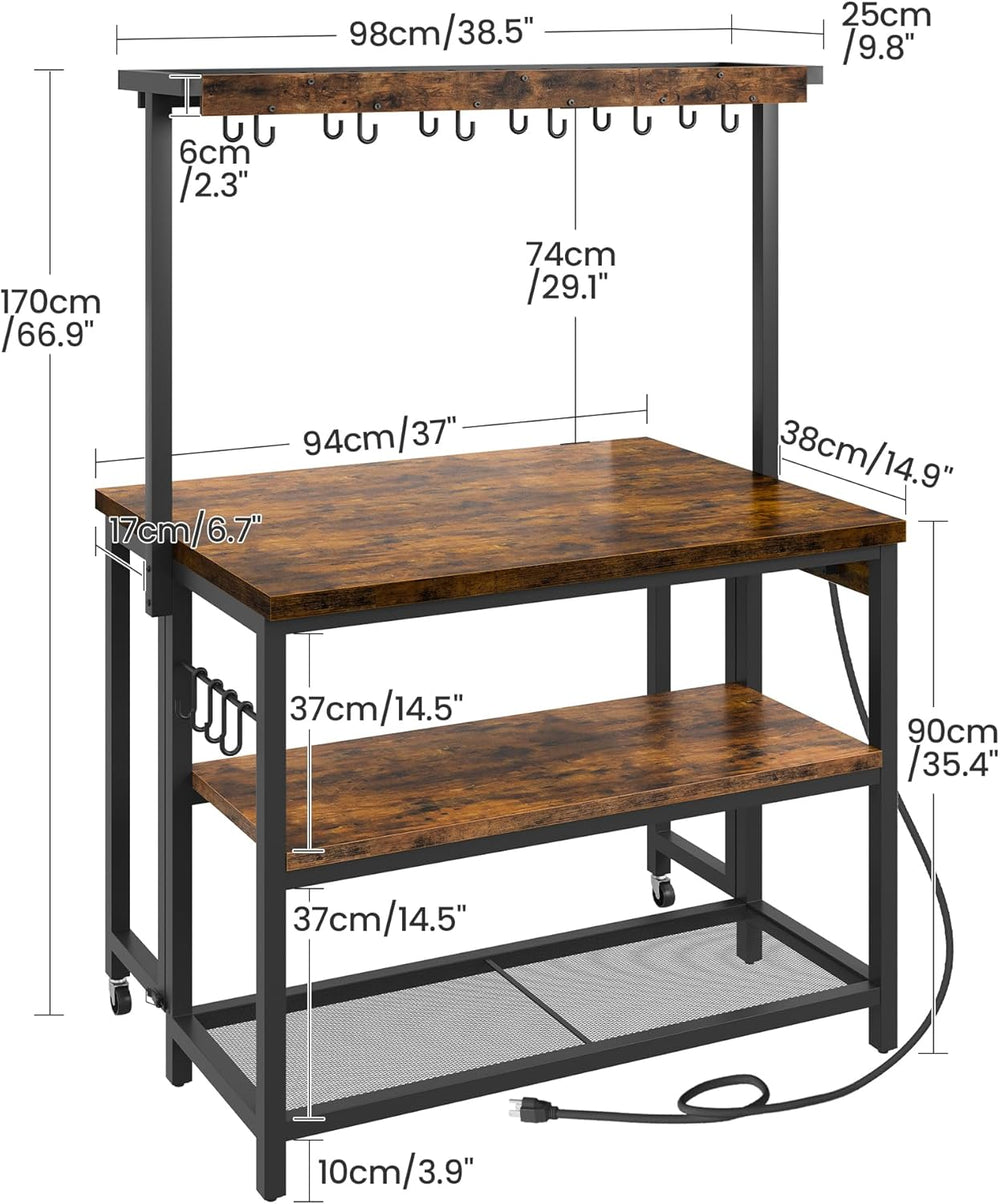 CHOEZON Kitchen Island with Power Outlet, Kitchen Island Table with Folding T...
