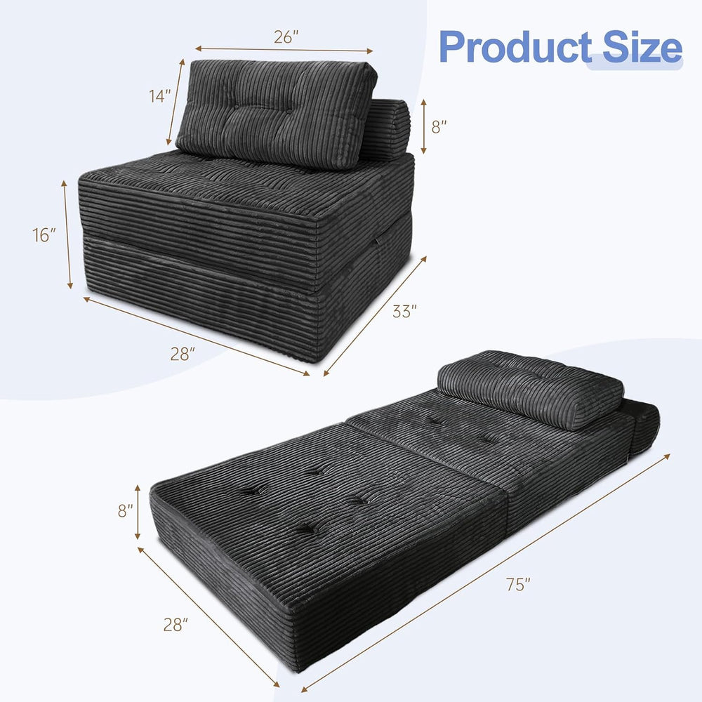 Sectional Cloud Couches, Folding Sofa Bed with Pillow, Futon Floor Couch