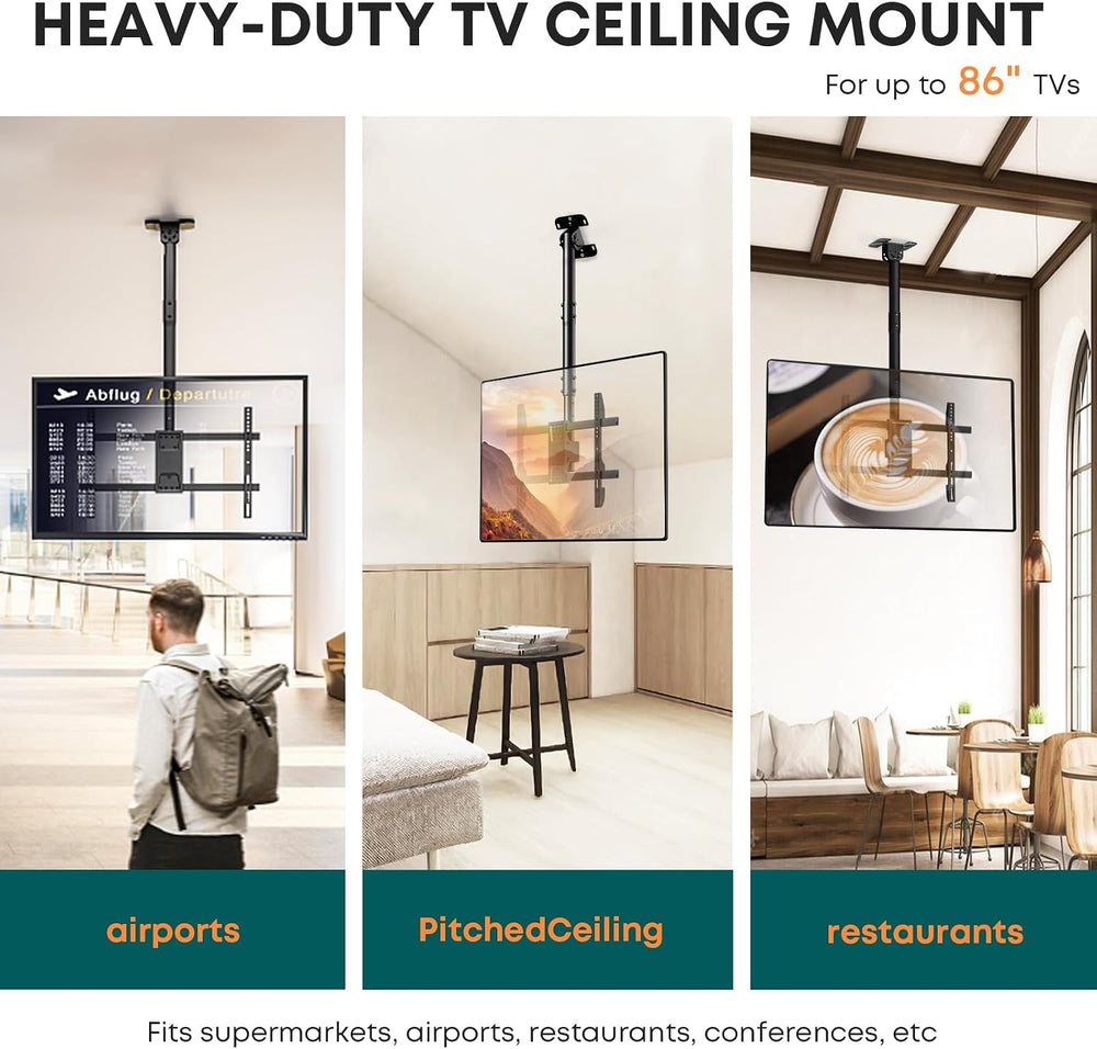 Ceiling TV Mount for 43-86 Screens, Heavy Duty Full Motion TV Bracket | Tilt ...