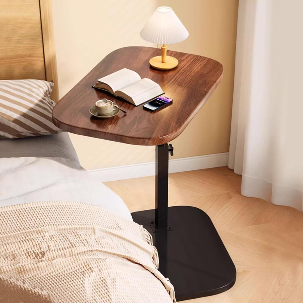 C Shaped End Table Adjustable Height, 360° Swivel C Side Tray, Small Bedside ...