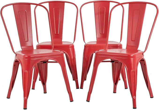 FDW Metal Dining Chairs Set of 4 Indoor Outdoor Chairs Patio Chairs Kitchen M...
