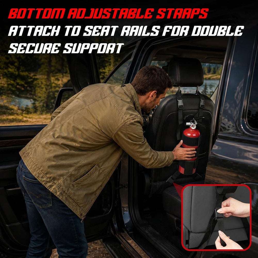 Zonon 1 Pcs Fire Extinguisher Mount for Roll Bar Headrest, Adjustable Strap