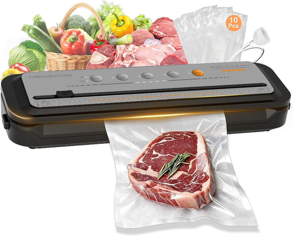 Updated Vacuum Sealer Machine 2025, MEGAWISE Food Sealer w/Starter Kit, Dry &...