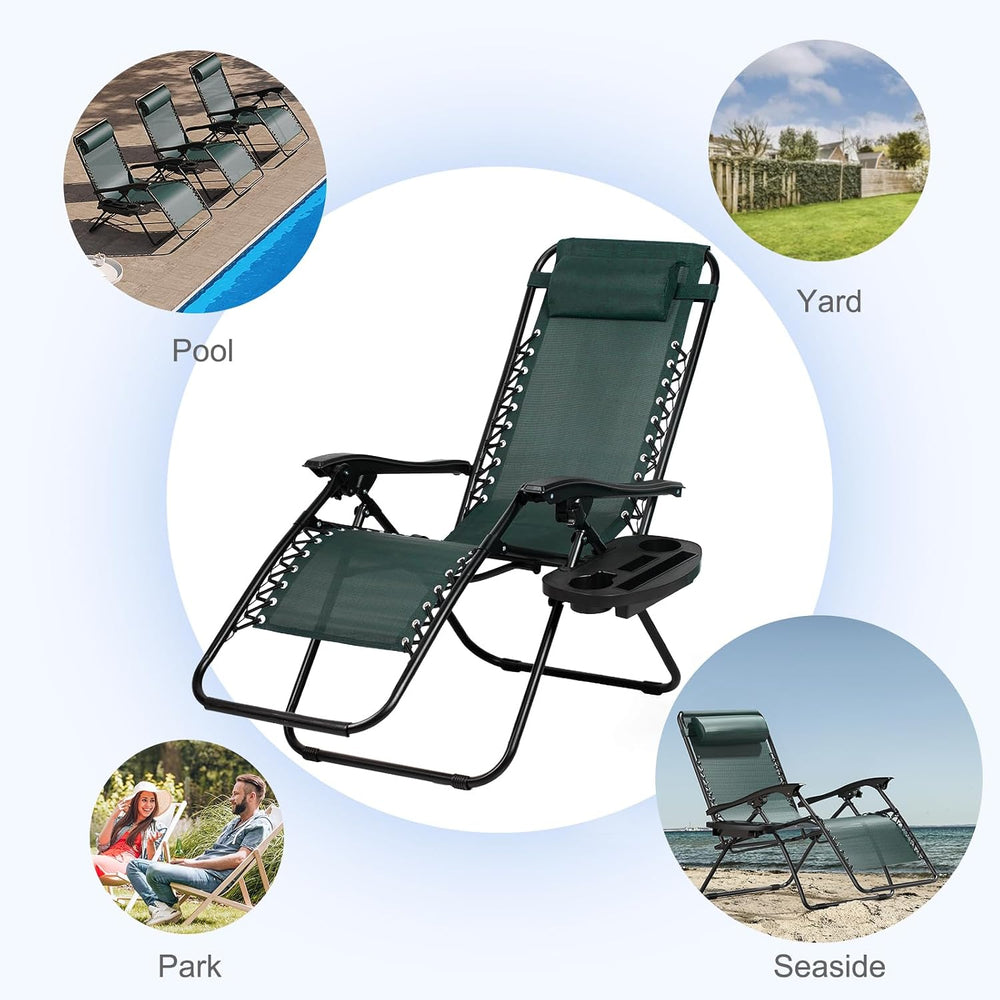 Nazhura Set of 2 Relaxing Recliners Patio Chairs Adjustable Steel Mesh Zero G...