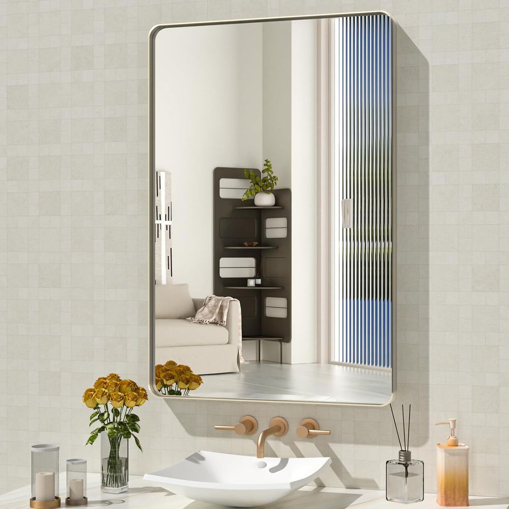 WEER Bathroom Vanity Mirror Brushed Nickel 24X36 Inch