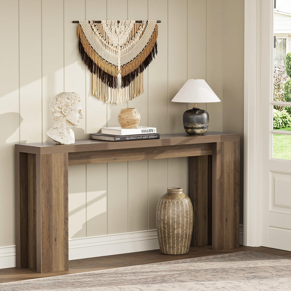 karlott 70.9" Long Console Table, Farmhouse Entryway Table, Fulton Pine ...