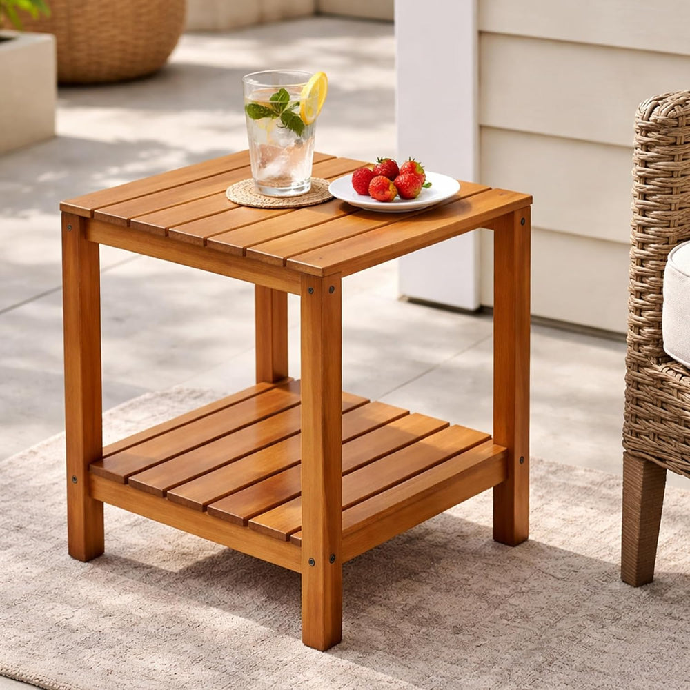 Outdoor Side Tables for Patio Set of 2, Small End Table Living Room Accent Co...