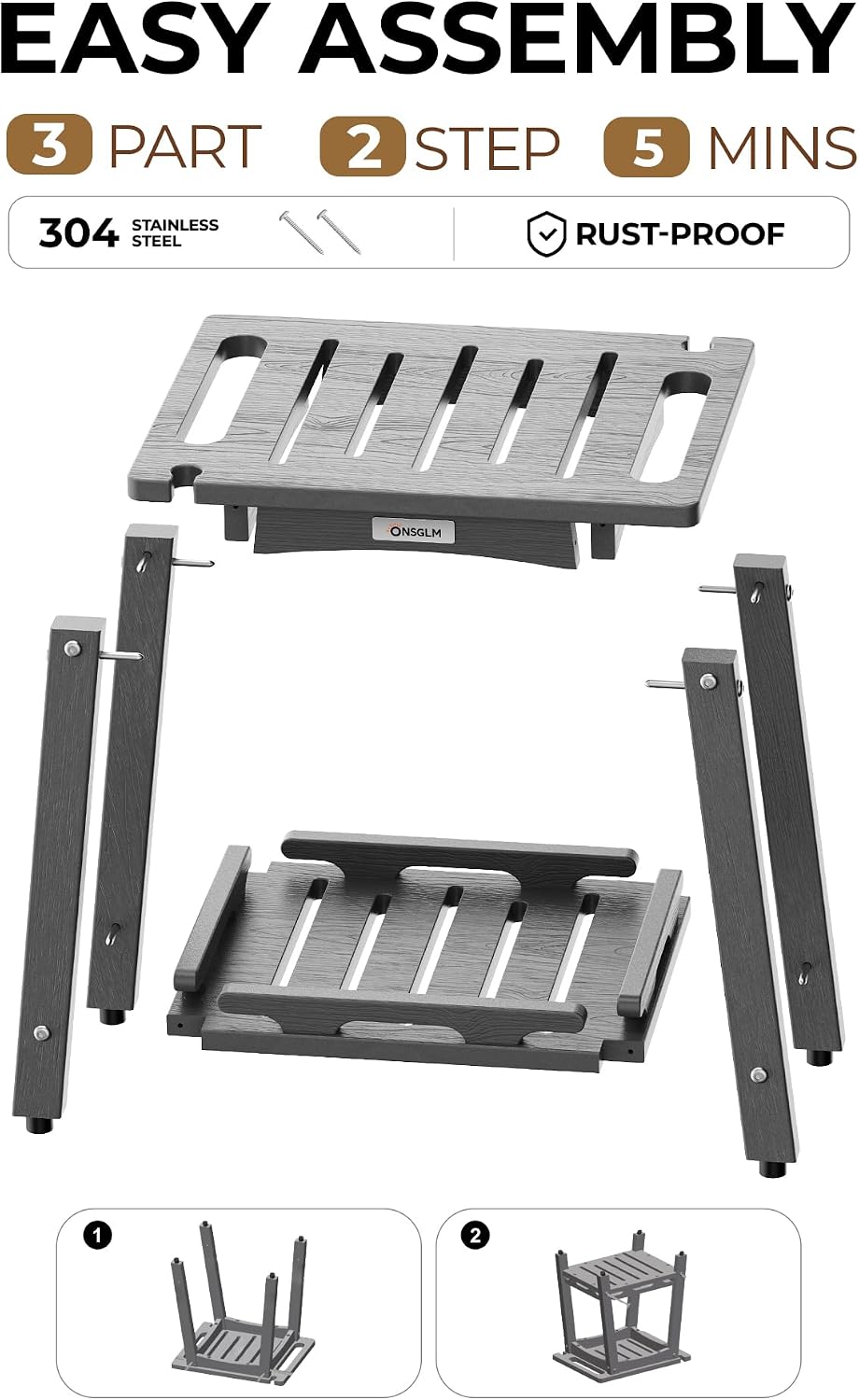 Shower Bench Seat, Non-Slip Shower Benches for Inside Shower to Sit on, HDPE ...