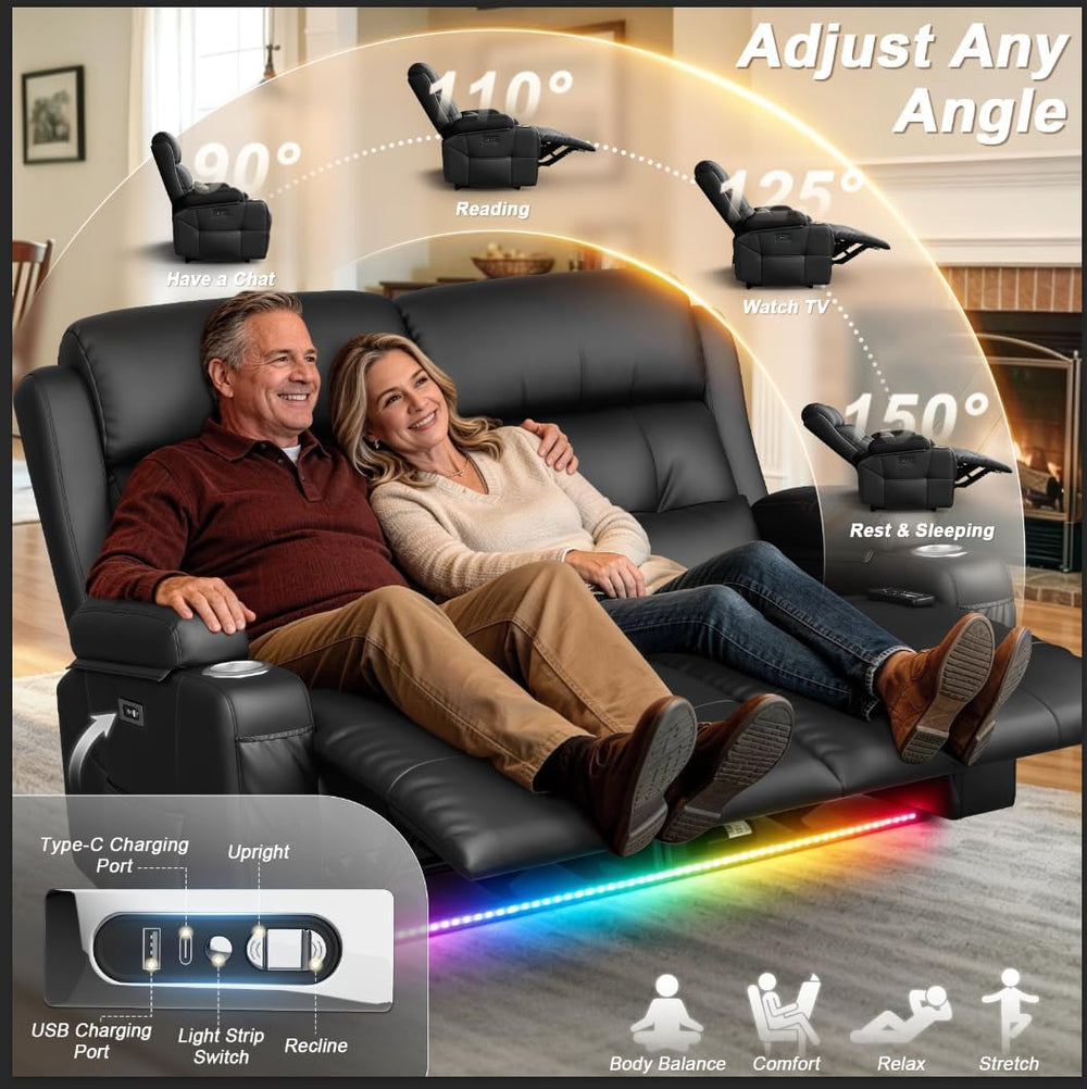 Power Reclining Loveseat with Massage & Heat,Wall Hugger Loveseat Recline...
