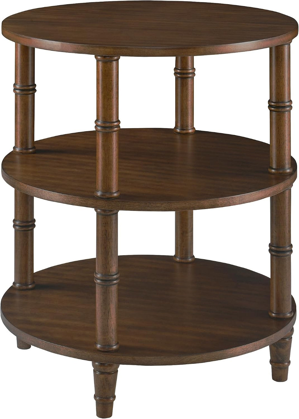 Round End Table with Storage Shelf, 19.7" High Sofa Side Table- with Bam...